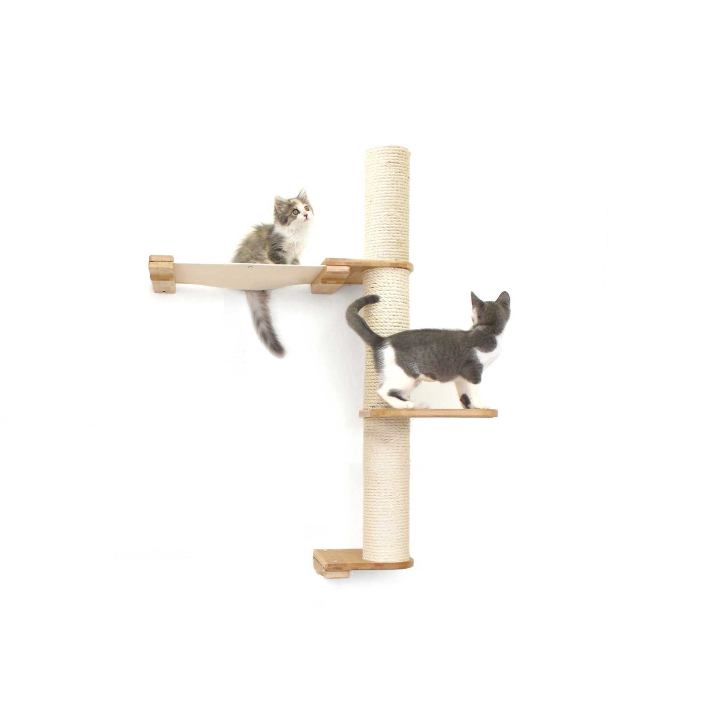 The Crow's Nest - A Wall Cat Scratcher with Hammock Natural Bamboo Natural Canvas 2-Tier 16" Cat Condo Catastrophic Creations