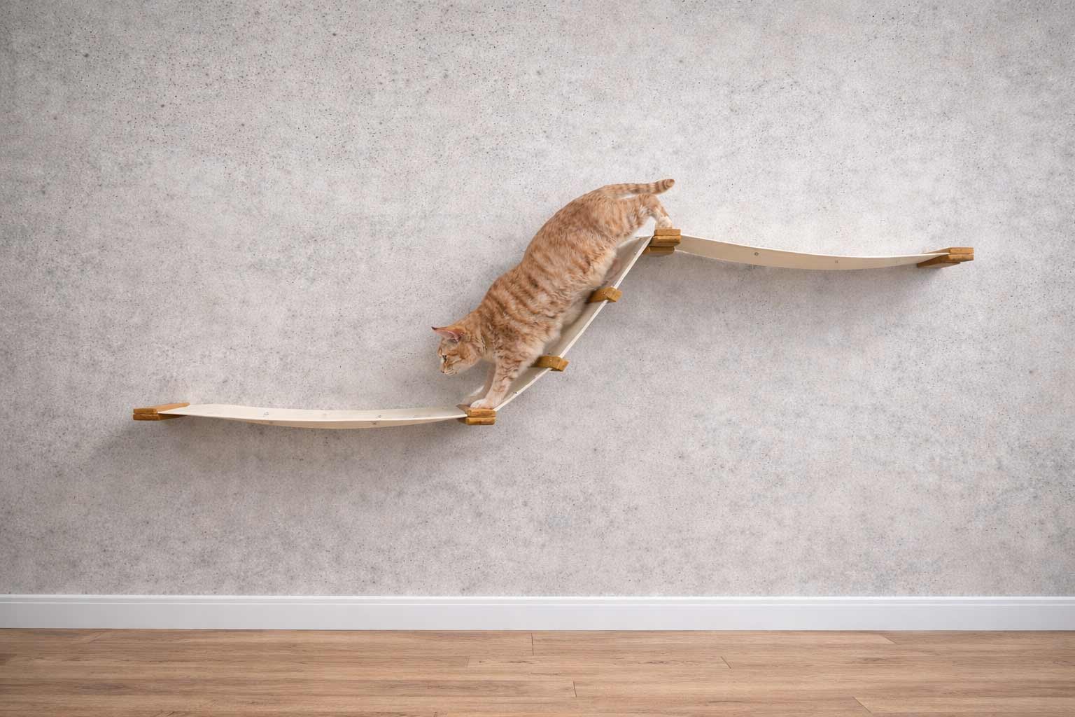 The Raceway - Wall Mounted Cat Hammock Natural Bamboo Natural Canvas Cat Hammock Catastrophic Creations