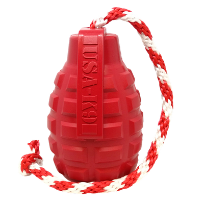 USA-K9 Grenade Durable Rubber Chew Toy, Treat Dispenser, Reward Toy, Tug Toy, and Retrieving Toy Rubber Dog Toys SodaPup/True Dogs, LLC