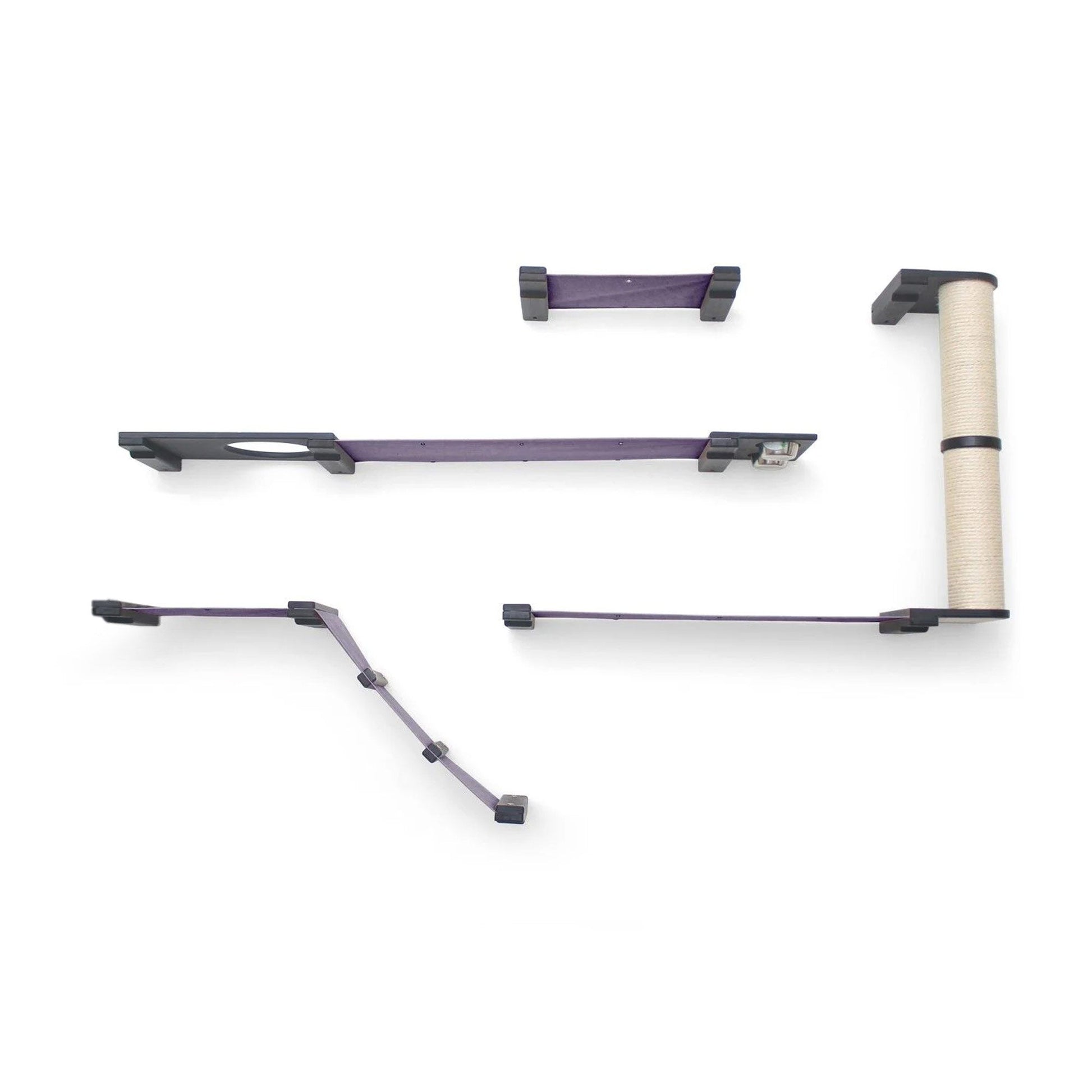 The Bunker - Multi Level Cat Tree with Perch Onyx Bamboo Charcoal Gray Canvas No Planter Cat Condo Catastrophic Creations