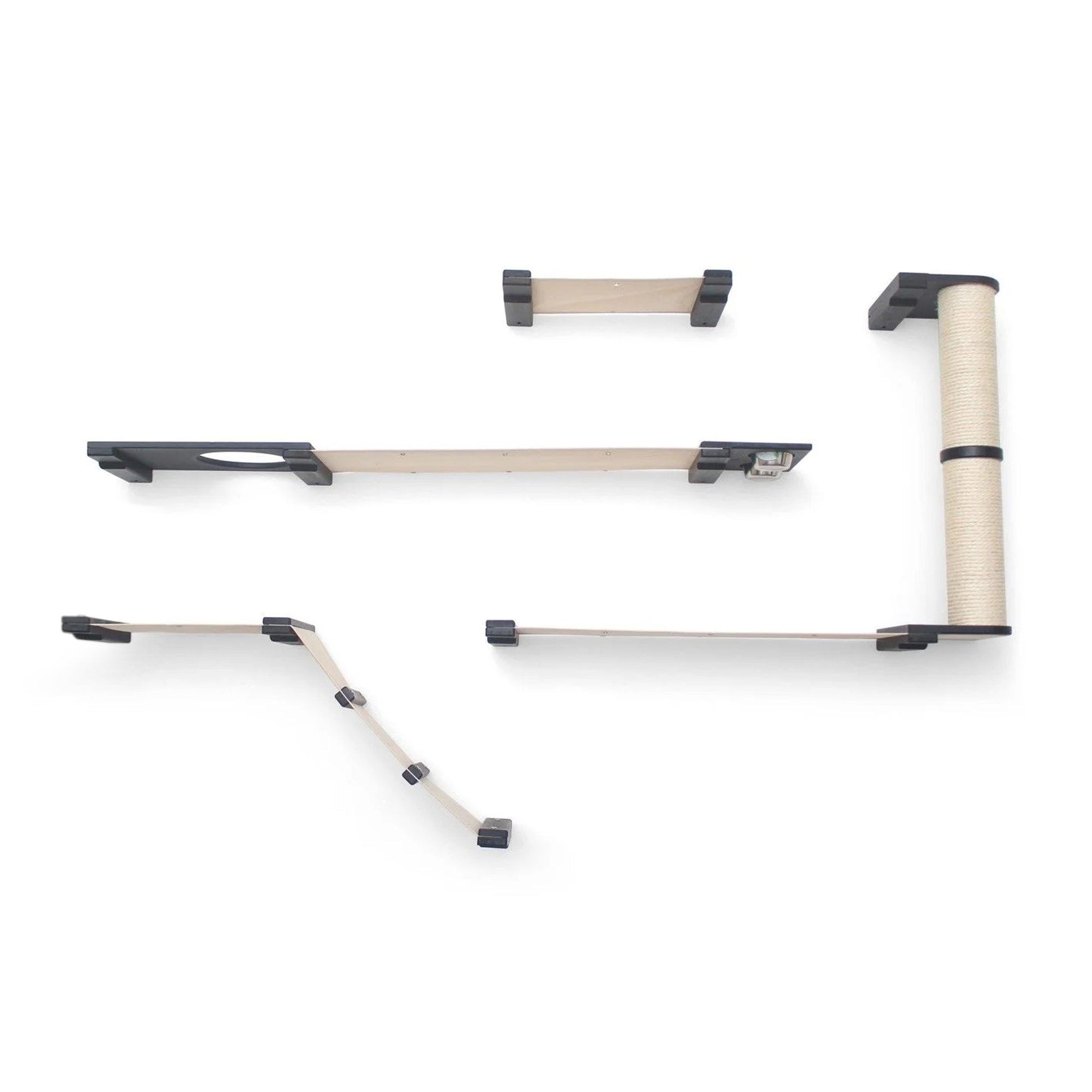 The Bunker - Multi Level Cat Tree with Perch Onyx Bamboo Natural Canvas No Planter Cat Condo Catastrophic Creations