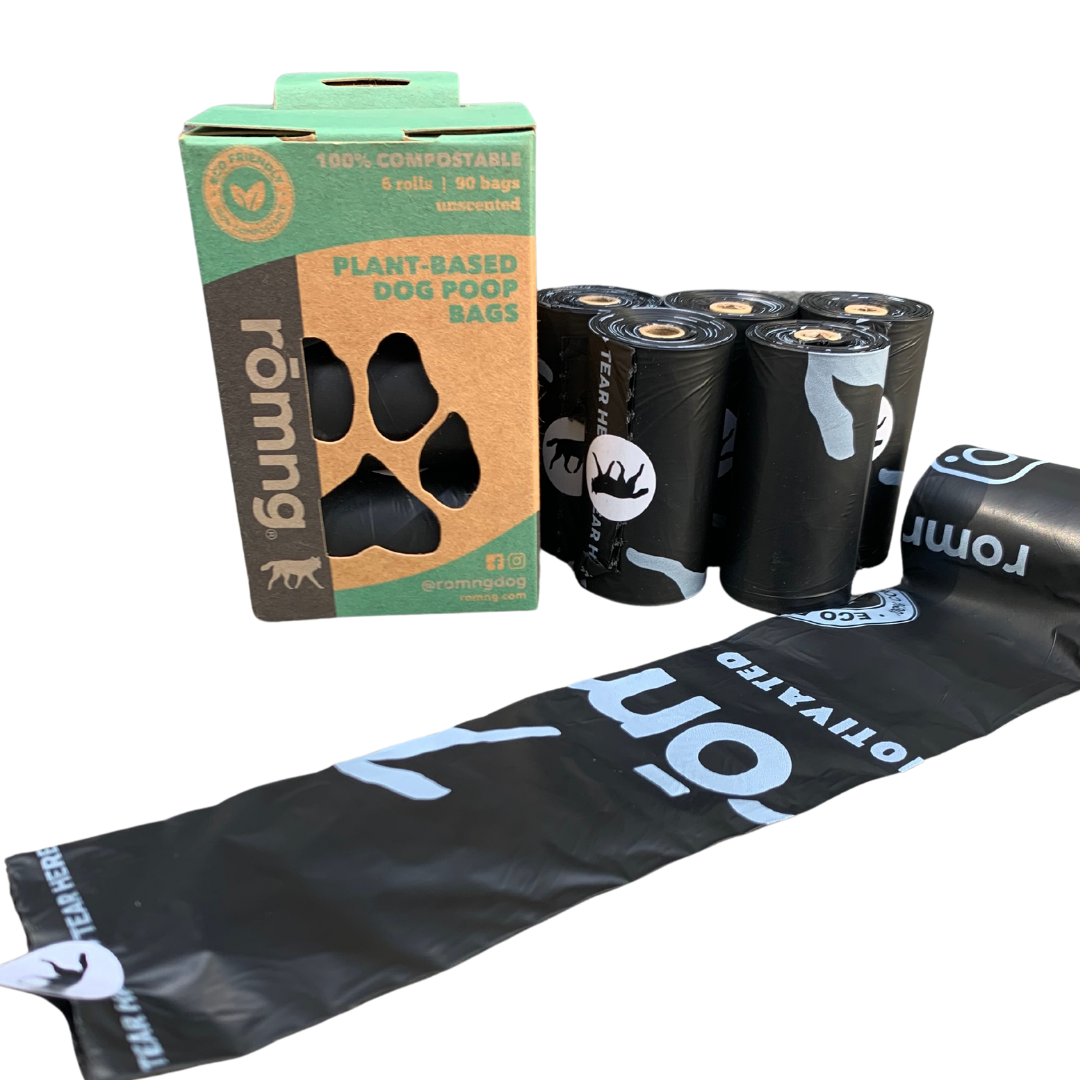 compostable plant-based dog poop bags 180 Compostable Dog Poop Bags rōmng