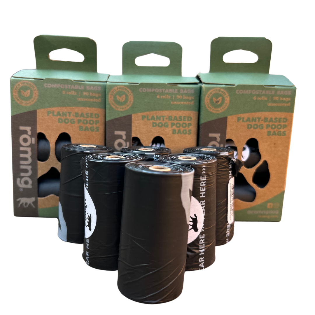 compostable plant-based dog poop bags 360 Compostable Dog Poop Bags rōmng