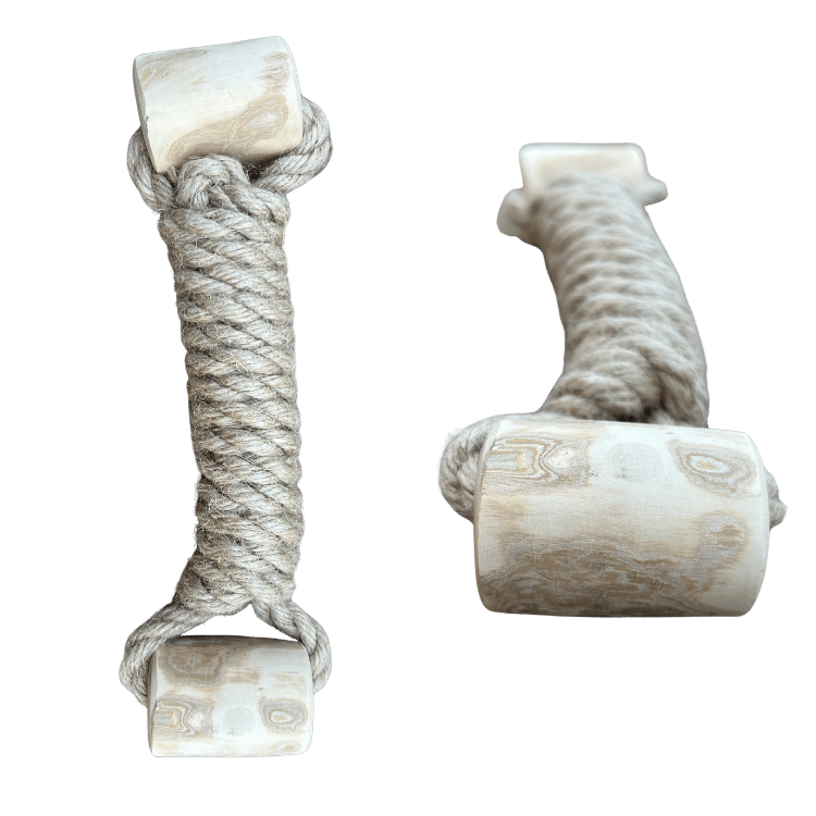 hemp rope + coffee wood toy hemp rope dog pull toys rōmng
