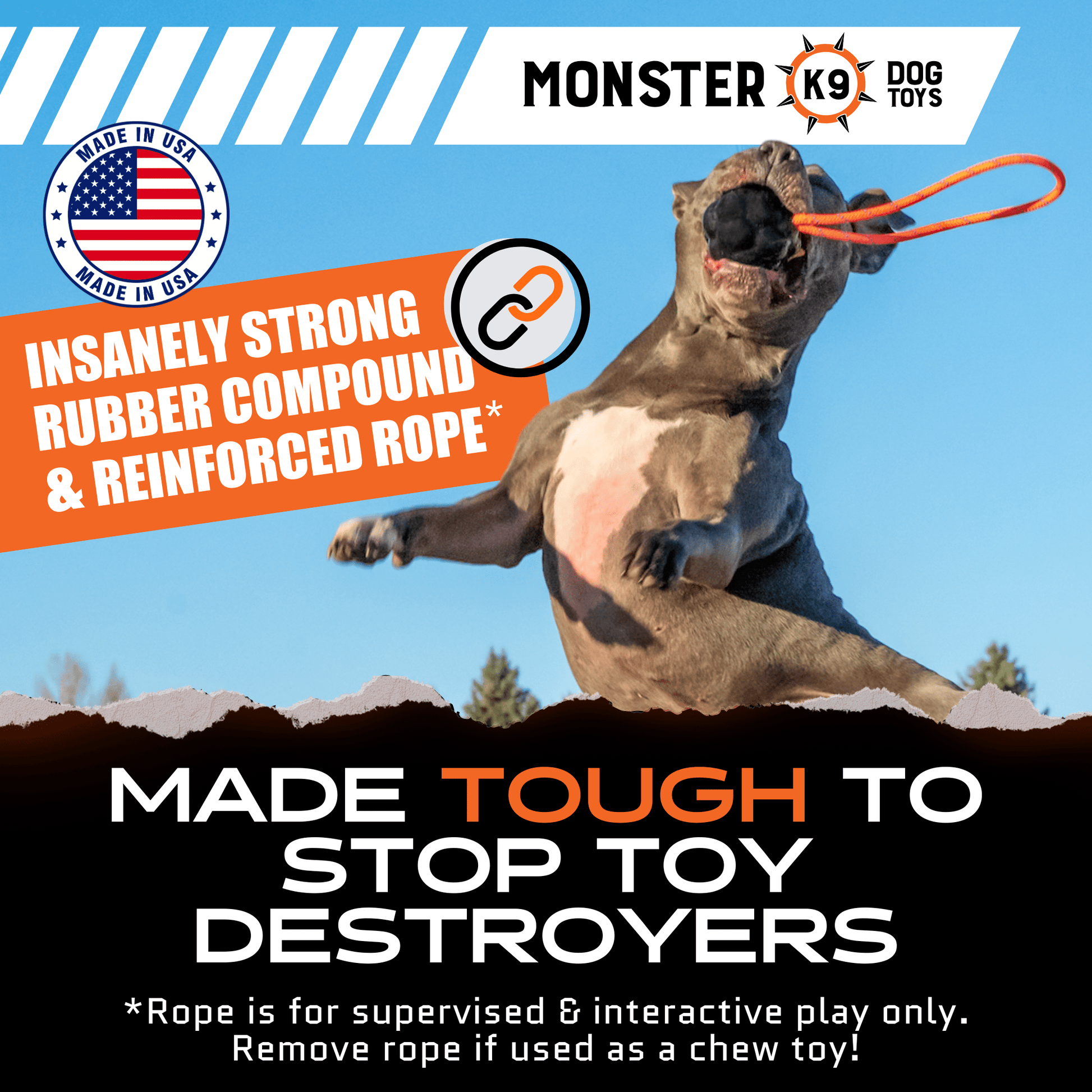 Rumble Rope Ball Monster K9 Dog Toys