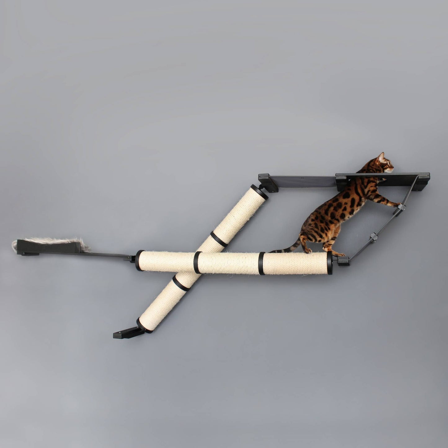 The Plateau - Horizontal Cat Scratcher Bed Set Onyx Bamboo Charcoal Gray Canvas Cat Scratcher Catastrophic Creations