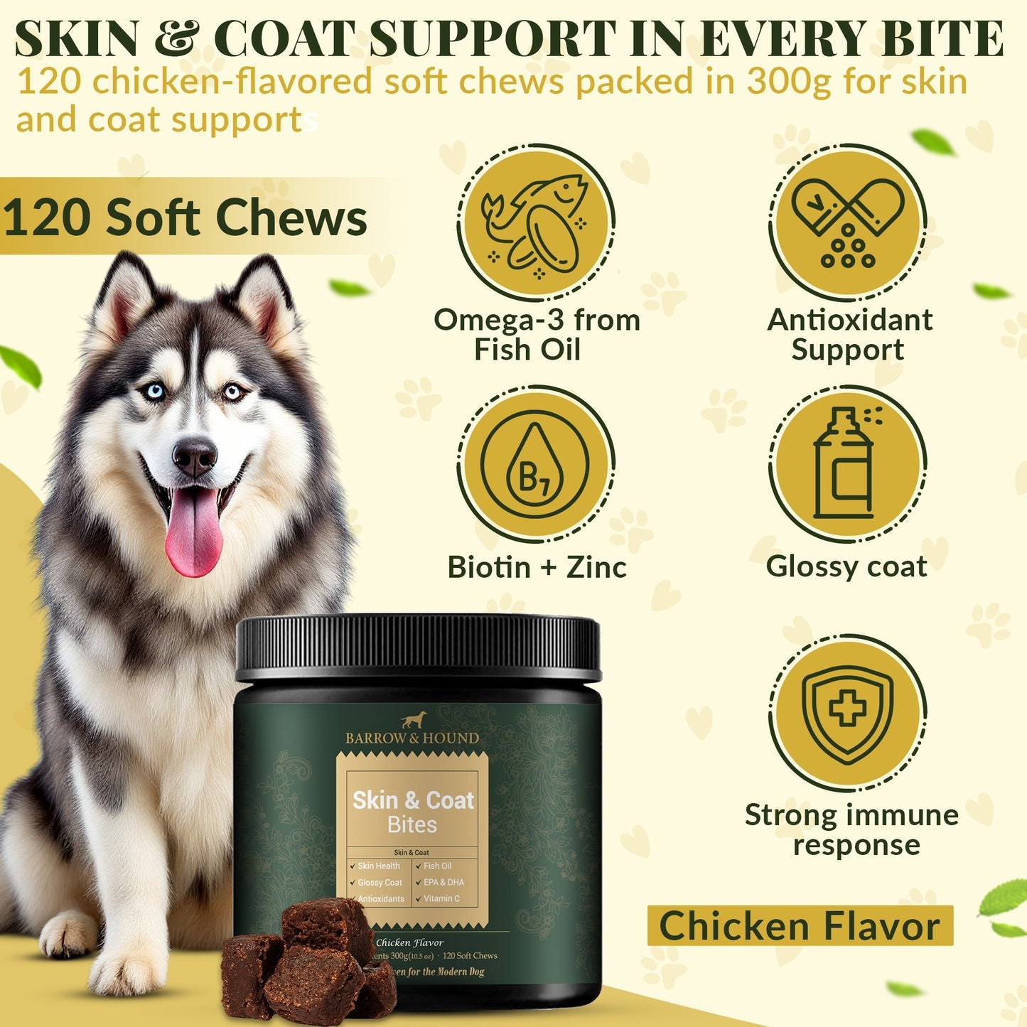Skin & Coat Bites for Dogs – Shine, Strength & Allergy Relief Supplements Barrow & Hound