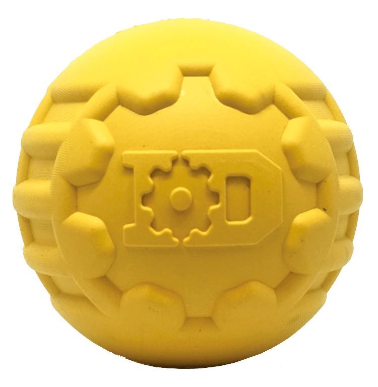 ID Ball Durable Rubber Chew Ball LARGE ID BALL - YELLOW Rubber Dog Toys SodaPup/True Dogs, LLC