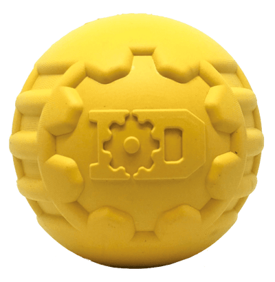 ID Ball Durable Rubber Chew Ball LARGE ID BALL - YELLOW Rubber Dog Toys SodaPup/True Dogs, LLC