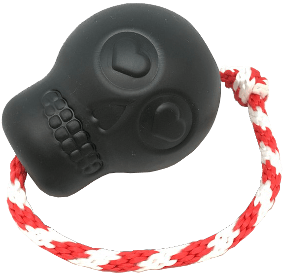 USA-K9 Magnum Skull Durable Rubber Chew Toy, Treat Dispenser, Reward Toy, Tug Toy, and Retrieving Toy - Black Magnum LARGE BLACK SKULL REWARD Rubber Dog Toys SodaPup/True Dogs, LLC