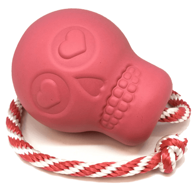 USA-K9 Skull Durable Rubber Chew Toy, Treat Dispenser, Reward Toy, Tug Toy, and Retrieving Toy - Pink LARGE PINK SKULL REWARD Rubber Dog Toys SodaPup/True Dogs, LLC