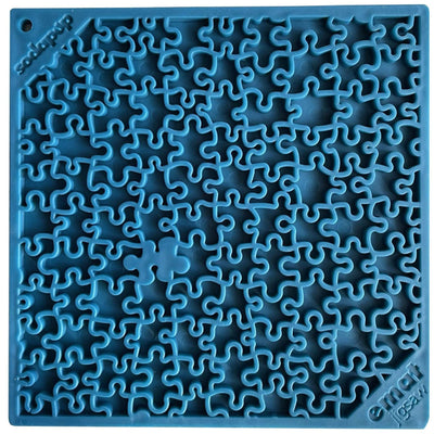 Jigsaw Puzzle Dog Lick Mat | eMat Enrichment Toy for Anxiety Relief | USA Made Jigsaw Puzzle E-mat - Blue EMAT SodaPup/True Dogs, LLC