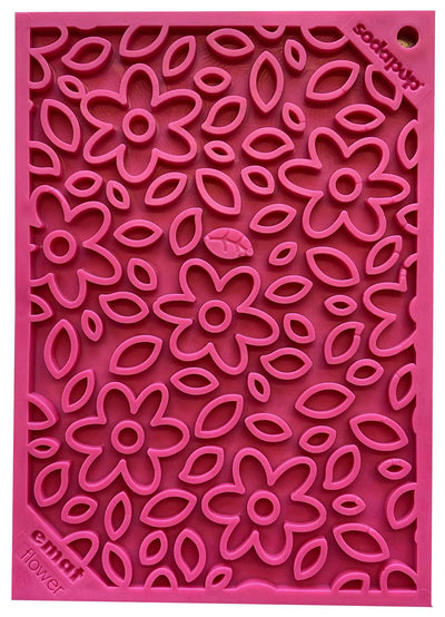 Flower Power Dog Lick Mat | Retro eMat Enrichment Toy | USA Made Flower Power E-Mat - small pink EMAT SodaPup/True Dogs, LLC
