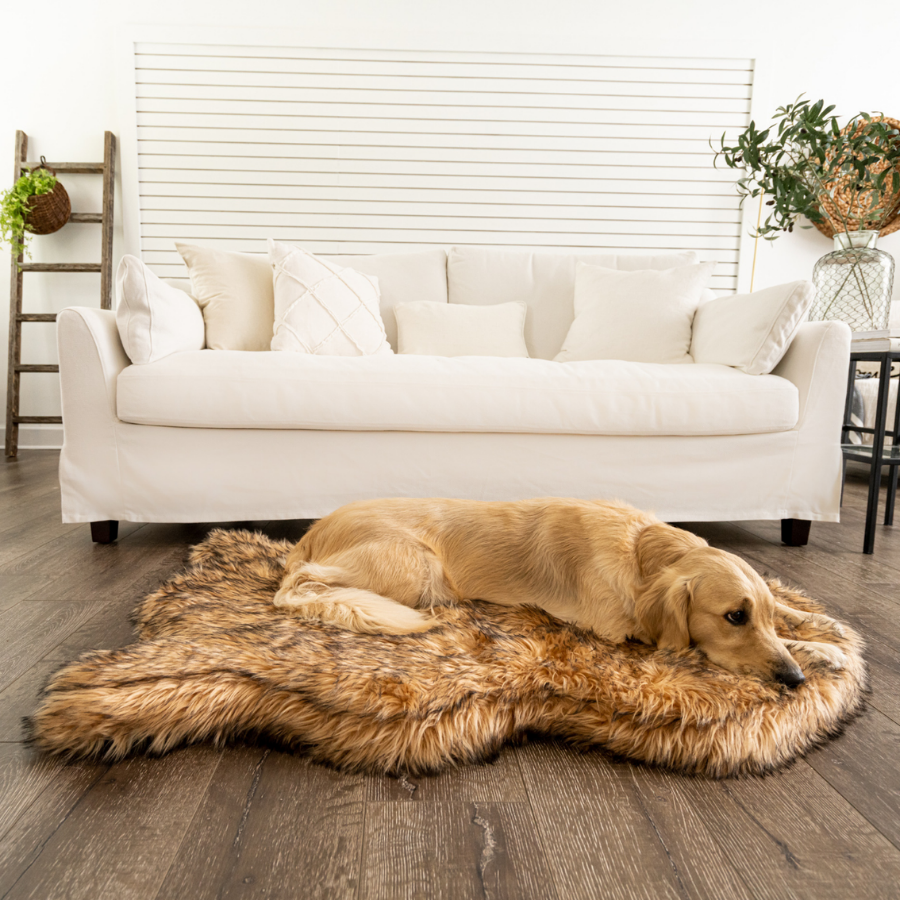 PupRug by Paw.com® Faux Fur Orthopedic Dog Bed - Curve Sable Tan Large (50" L x 30" W) Dog Beds Paw