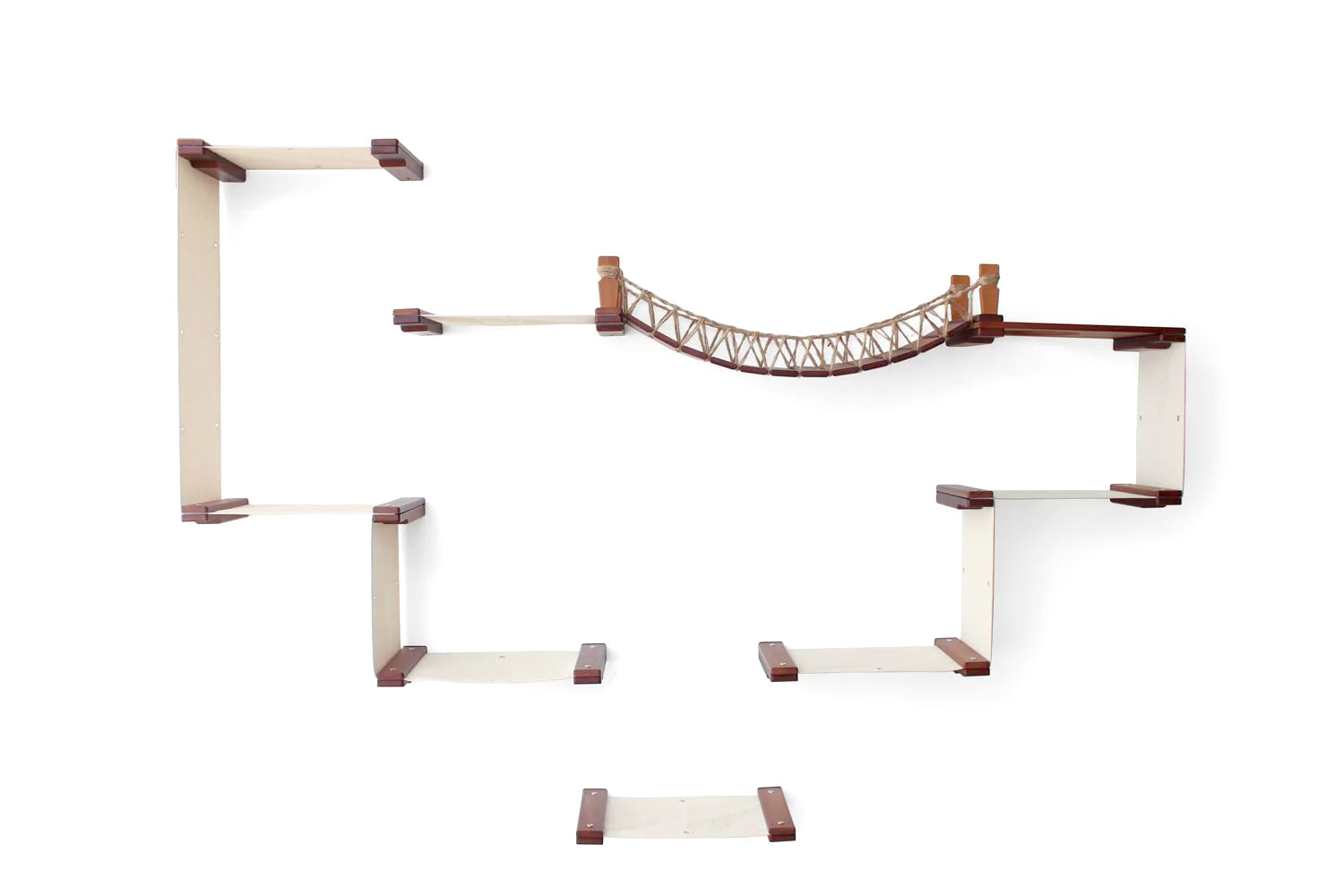 The Temple - Giant Cat Tree on Wall English Chestnut Bamboo Natural Canvas No Planters Cat Condo Catastrophic Creations