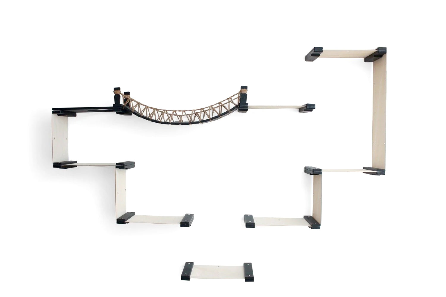 The Temple - Giant Cat Tree on Wall Onyx Bamboo Natural Canvas No Planters Cat Condo Catastrophic Creations