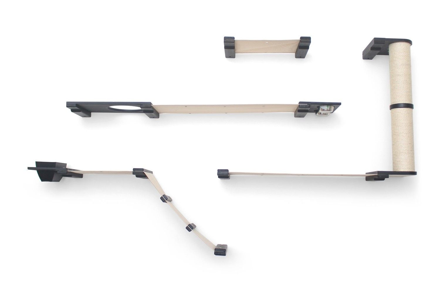 The Bunker - Multi Level Cat Tree with Perch Onyx Bamboo Natural Canvas Planter Cat Condo Catastrophic Creations