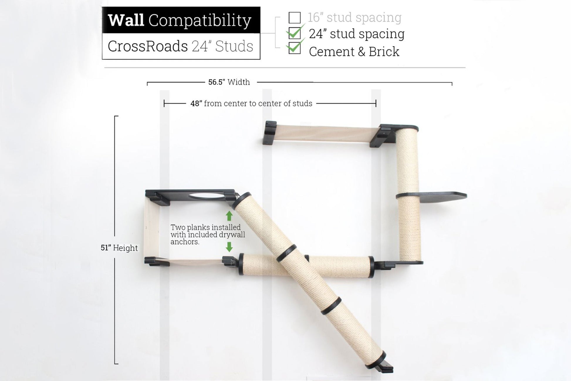The Crossroads - Cat Wall Scratcher - Tree with Ramp Cat Condo Catastrophic Creations