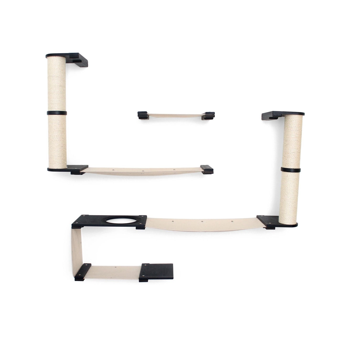 The Roman - A Wall Mounted Cat Scratcher Tree Onyx Bamboo Natural Canvas None Cat Condo Catastrophic Creations