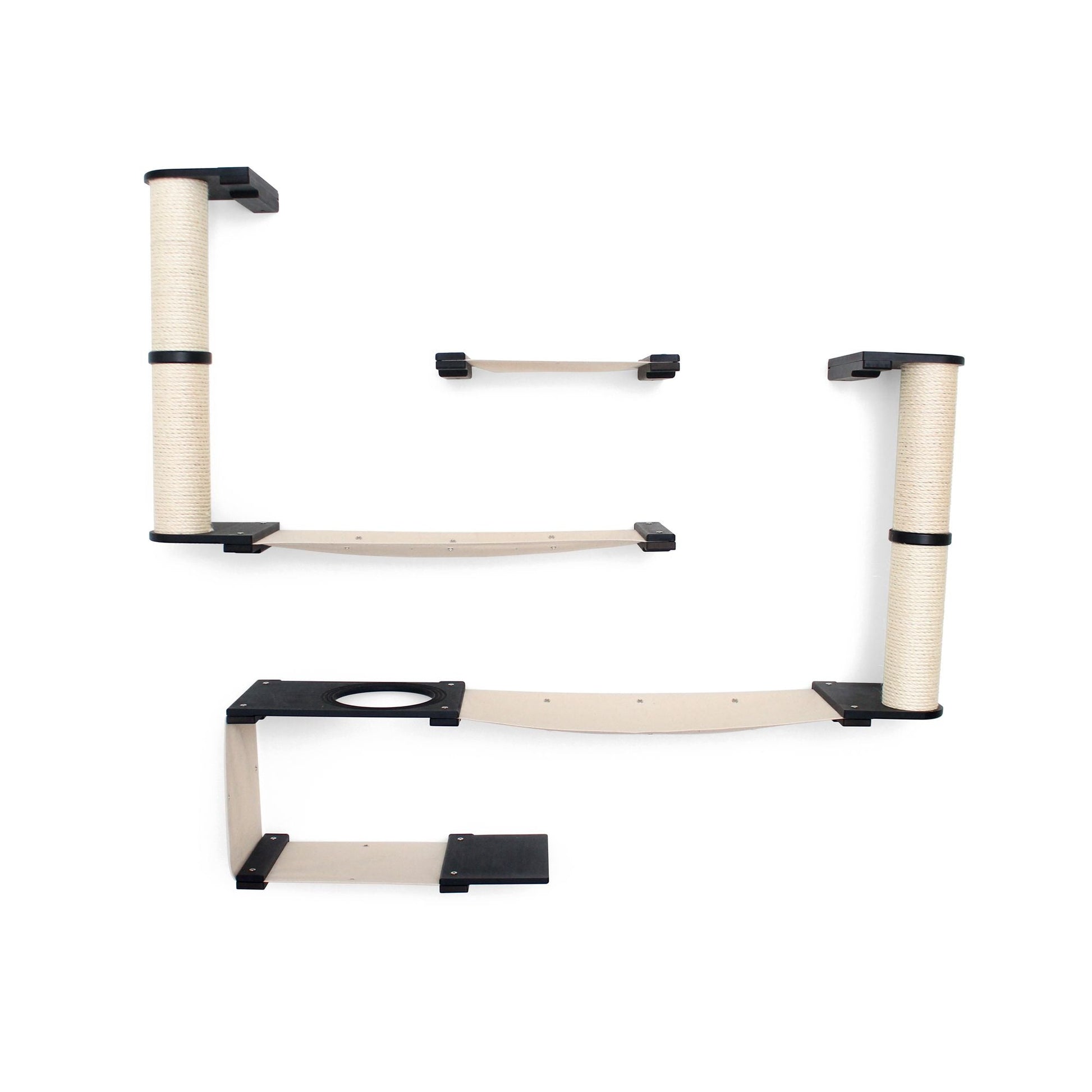 The Roman - A Wall Mounted Cat Scratcher Tree Onyx Bamboo Natural Canvas None Cat Condo Catastrophic Creations