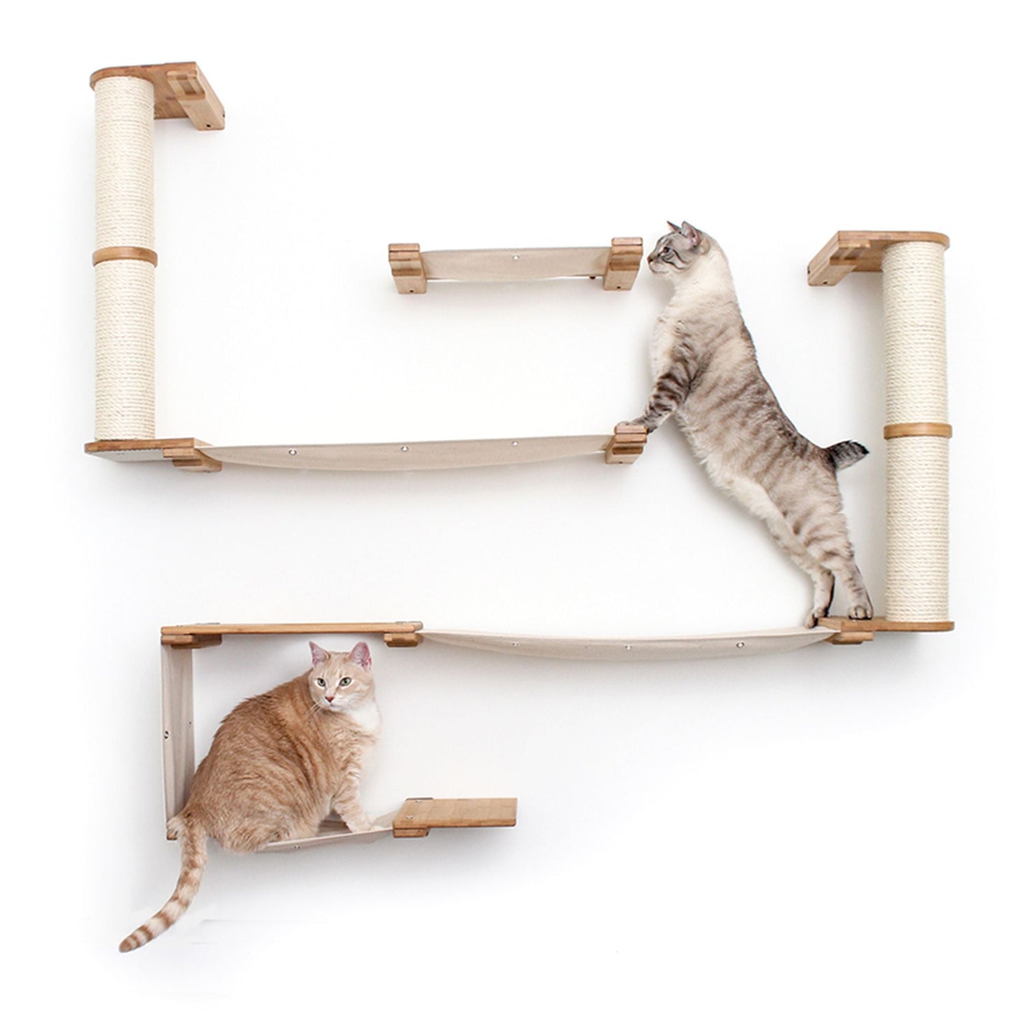 The Roman - A Wall Mounted Cat Scratcher Tree Natural Bamboo Natural Canvas None Cat Condo Catastrophic Creations