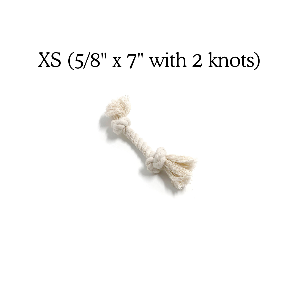 Boba & Vespa 100% Organic Cotton Rope Dog Toy - 5 Sizes XS (5 8" x 7" with 2 knots) Dog Ropes The Kind Pet