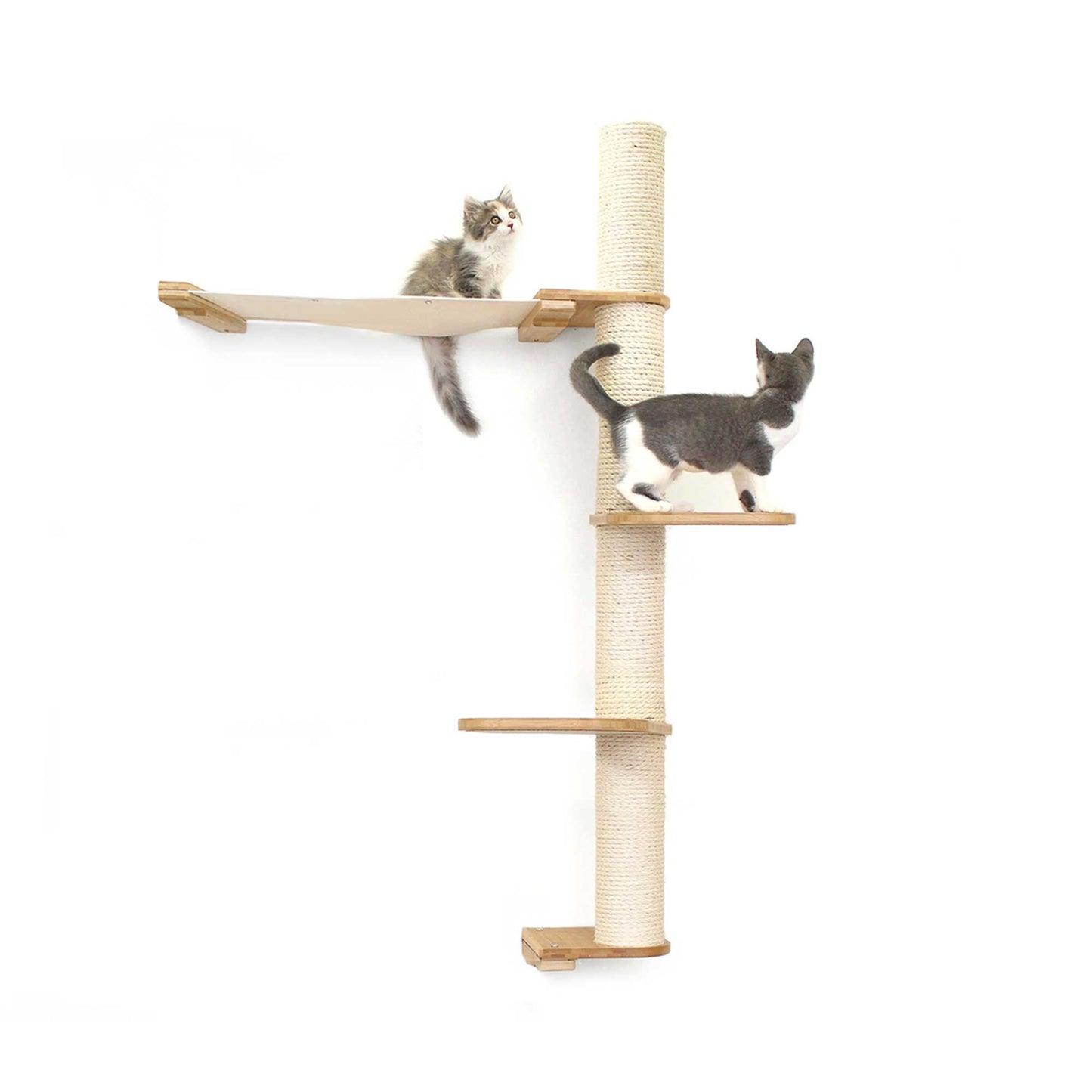 The Crow's Nest - A Wall Cat Scratcher with Hammock Natural Bamboo Natural Canvas 3-Tier 24" Cat Condo Catastrophic Creations