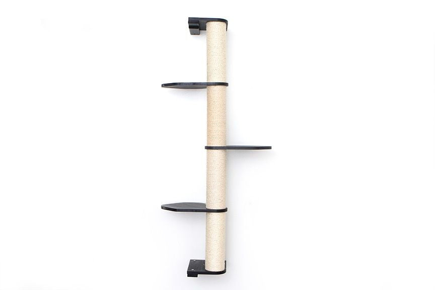 Wall Mounted Cat Climbing Pole - Sisal Onyx Bamboo 4-Tier Leaf Shelf No Cork Pad Cat Scratcher Catastrophic Creations