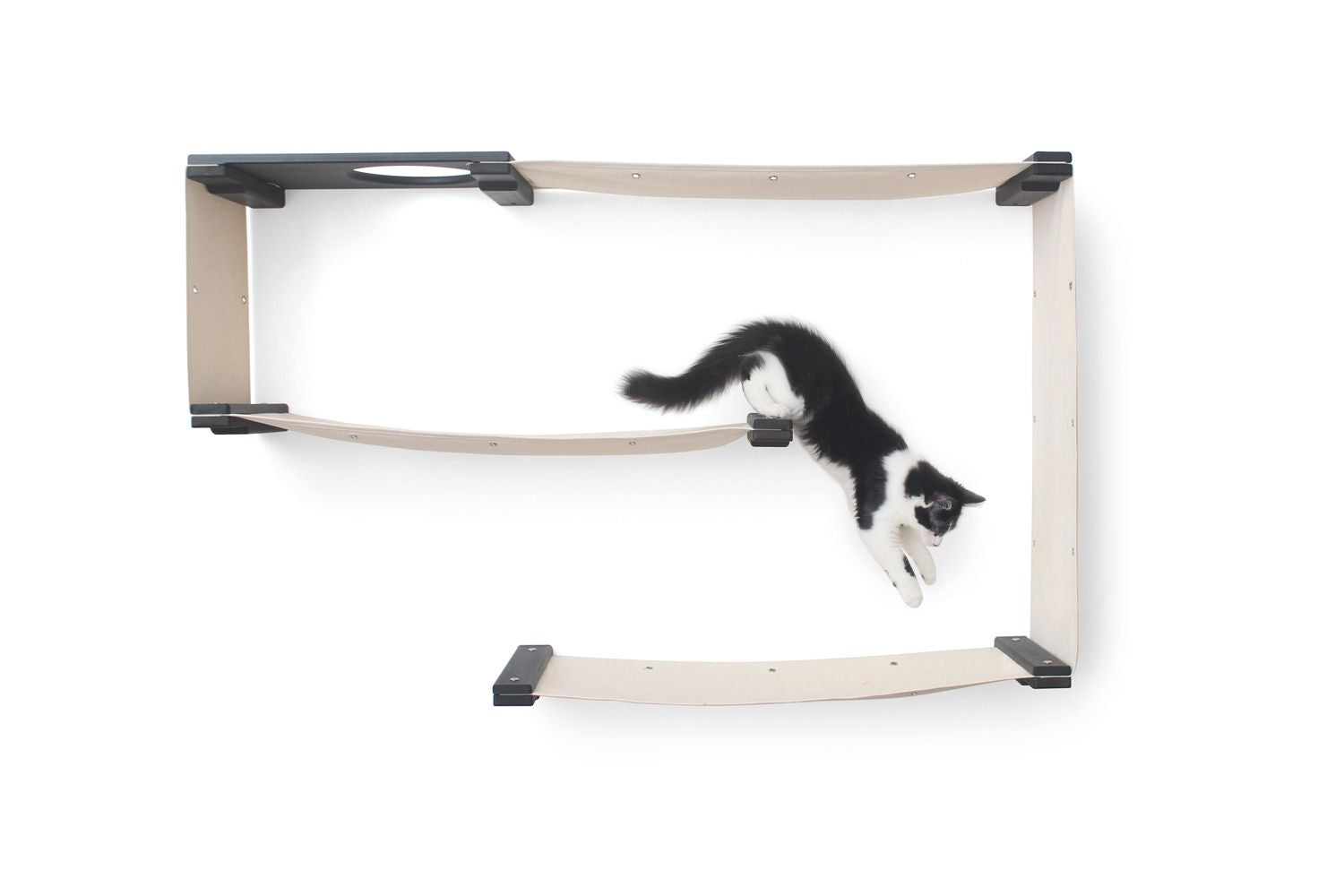 Cat Maze Wall - 3 Tier Cat Tree Onyx Bamboo Natural Canvas None Cat Condo Catastrophic Creations